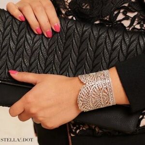 Stella & Dot Thea Lace Silver Cuff Bracelet